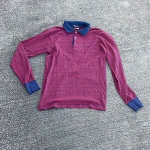 Vintage Izod Lacoste boys juniors 70s pink blue striped long sleeve polo size 20
